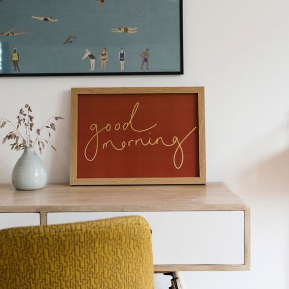 Oh Squirrel Prints | Hand Lettered Good Morning Print | Katie Wagstaff Artist | London