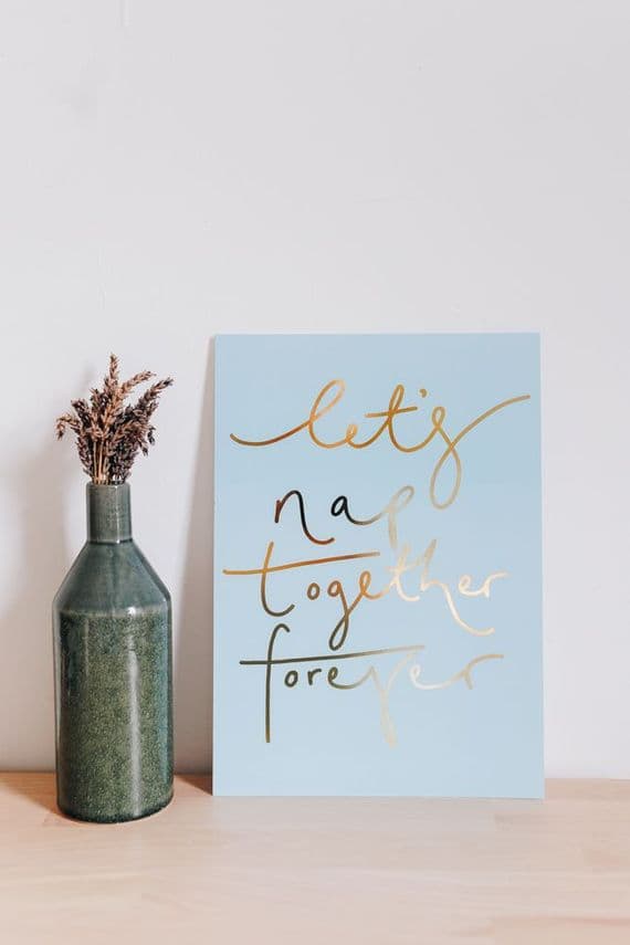 Oh Squirrel Prints | Hand Lettered Let's Nap Together Forever Print | Katie Wagstaff Artist | London
