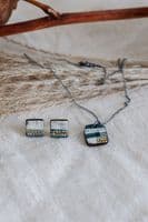 Katy Mai Jewellery | Sterling Silver & Ceramic Landscape Stud Earrings | Square Earrings
