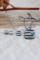 Katy Mai Jewellery | Sterling Silver & Ceramic Landscape Stud Earrings | Square Earrings