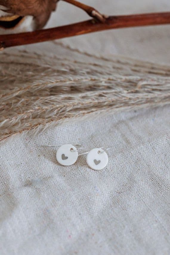 Katy Mai Jewellery | Sterling Silver & Porcelain Heart Mini Pendant | Heart Necklace