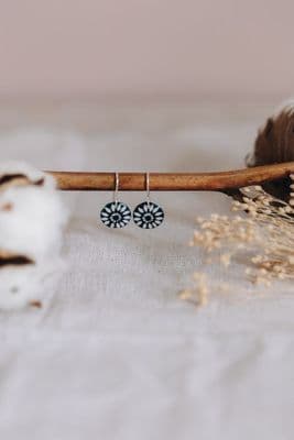 Katy Mai | Origin Drop Earrings | Indigo Flower