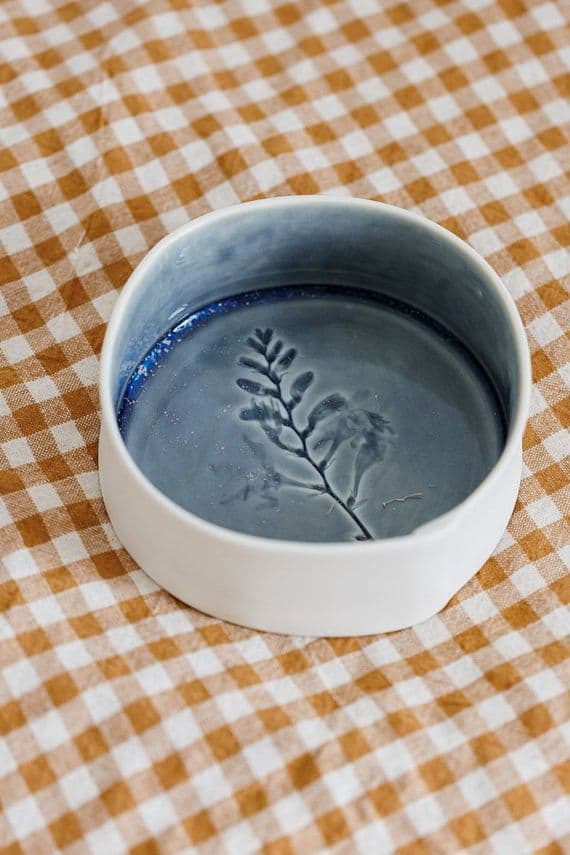 Living Ginger Designs | Botanical Meadow Dusty Blue Porcelain Bowl | Handmade Pottery | Ireland