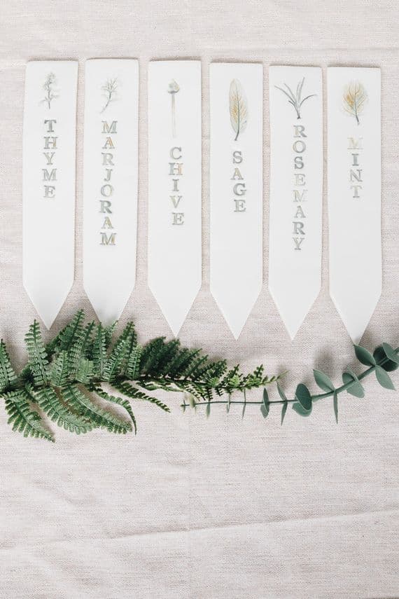 Living Ginger Designs | Set of Porcelain Ceramic Herb Markers Labels | Handmade Pottery | Ireland