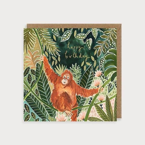Louise Mulgrew Design Illustrated Cards | Happy Birthday Orangutan Card | Birthday Cards