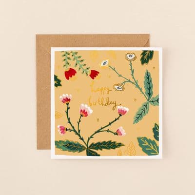 Louise Mulgrew | Happy Birthday Pink Flowers Card