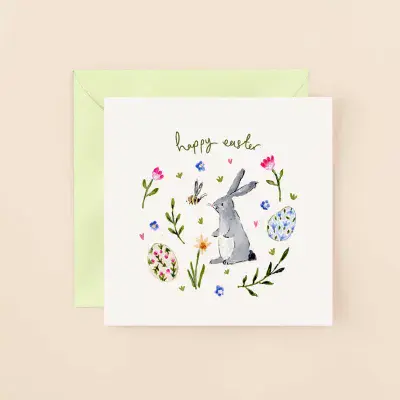 Louise Mulgrew | Happy Easter Bunny and Bee Card