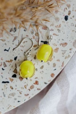 Margaret Napier | Pebble Drop Earrings | Lemon
