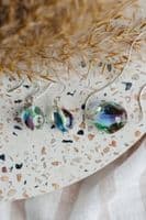 Glass i Studio Glass Jewellery | Handmade Glass Pebble Earrings | Rainbow Drop Earrings