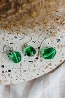 Glass i Studio Glass Jewellery | Handmade Glass Pebble Earrings | Sea Green Drop Earrings