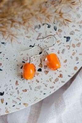 Margaret Napier | Pebble Drop Earrings | Tangerine