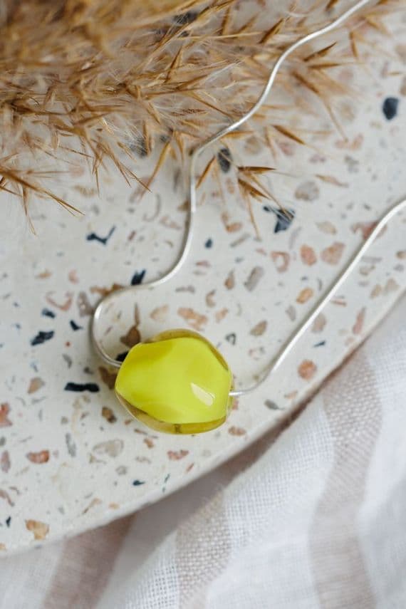 Glass i Studio Glass Jewellery | Handmade Glass Pebble Necklace | Lemon Glass Pendant
