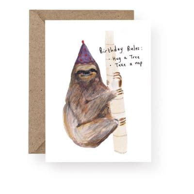 Melissa Western | Birthday Rules Sloth Card