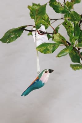 Mifuko | Wooden Bird Decoration | Blue & Lilac