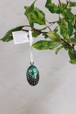 Mifuko | Wooden Owl Decoration | Blue