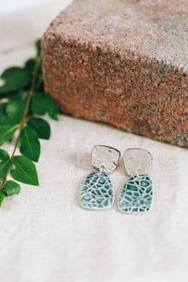 Nicola Briggs | Platinum & Teal Drop Earrings