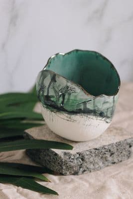 Nicola Briggs | Trees Bowl | Forest Green