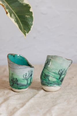 Nicola Briggs | Trees Tealight Holder | Forest Green