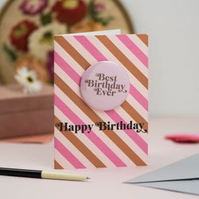 Oh Squirrel | Best Birthday Ever Pink Badge Card
