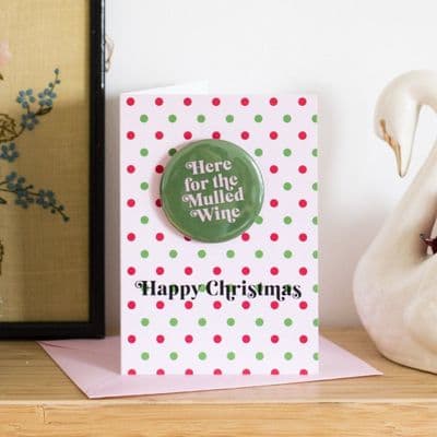 Oh Squirrel | Mulled Wine Badge Christmas Card