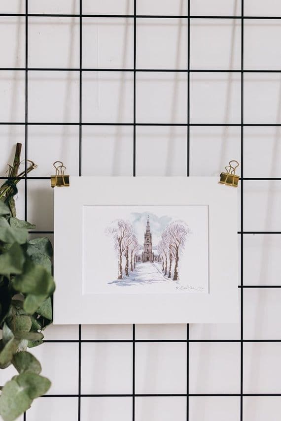 Piera Cirefice Artist & Illustrator | Hillsborough Parish Church in Winter Print | Northern Ireland