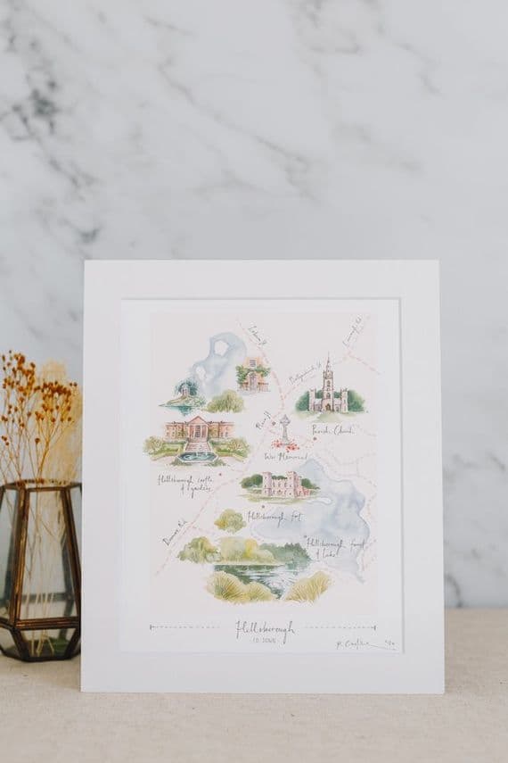 Piera Cirefice Artist & Illustrator | Hillsborough Village Map Print | Northern Ireland