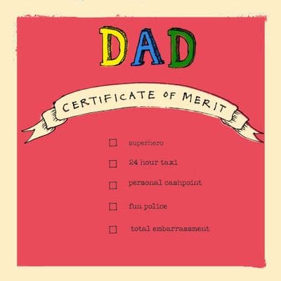 Poet & Painter | Dad Certificate of Merit Card