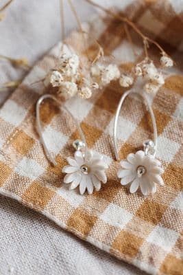 Purely Porcelain | Bell Daisy Earrings