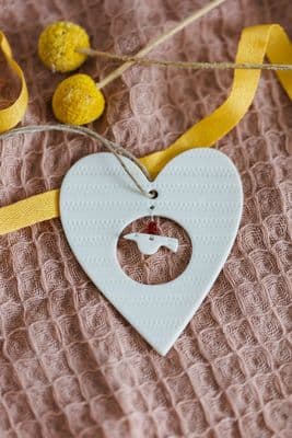 Rhian Winslade | Heart with White Bird Decoration