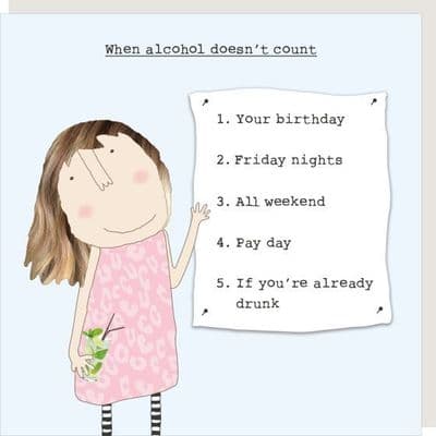 Rosie Made a Thing | Alcohol Doesn't Count Birthday Card