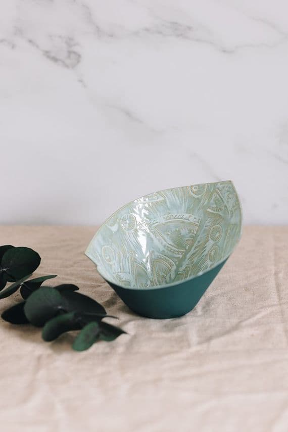 Ruth Fairhead Ceramics | Handmade Ceramic Hosta Bowl | Aqua