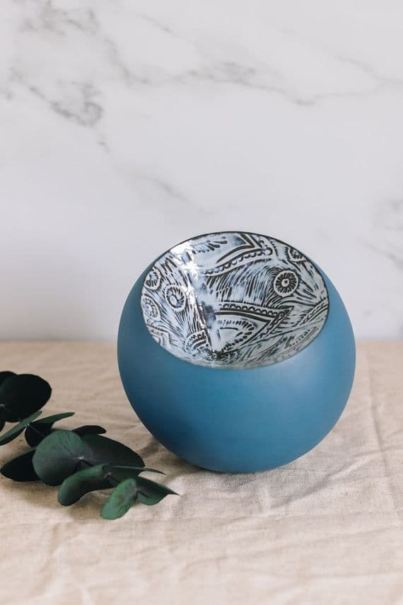 Ruth Fairhead Ceramics | Handmade Ceramic Implosion Sculptural Bowl | Ice