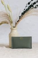 Studio Lowen | Recycled Leather Card Pouch Purse in Khaki Sage | Lisa Claire Stewart Artist