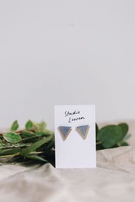 Studio Lowen | Stormy Blue & Gold Triangle Earrings