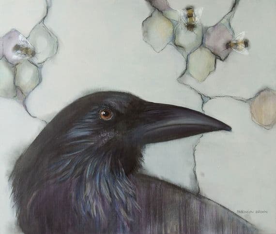 Sylvia Parkinson Brown Artist | Beekeeper Limited Edition Raven and Bees Print | Irish Art