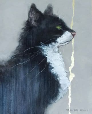 Sylvia Parkinson Brown | White Bib Cat Original