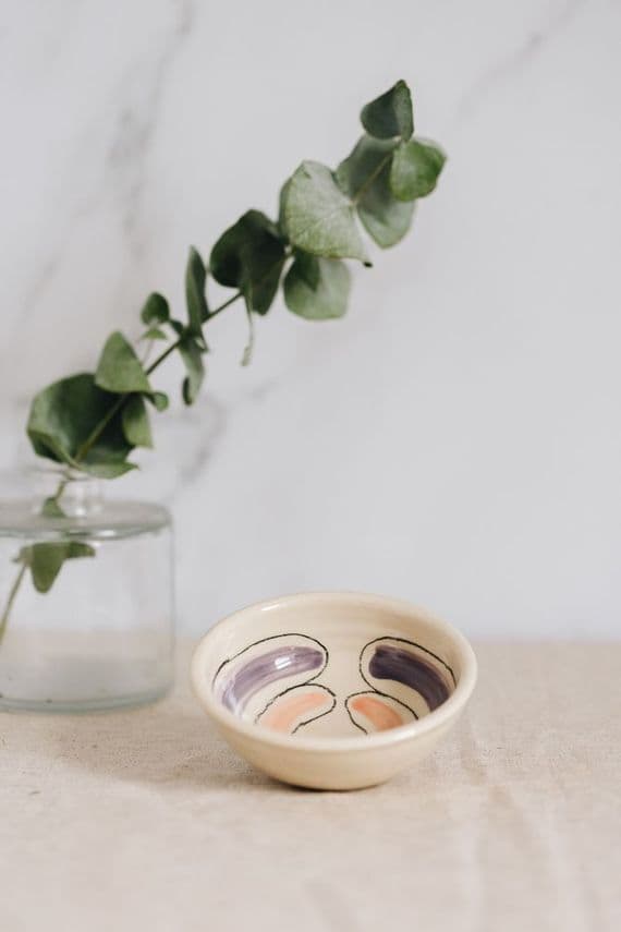 Thomas Powell Pottery | Handmade Ceramic Dip Dish / Bowl in Lilac & Pink