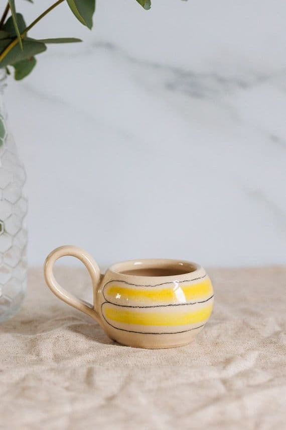 Thomas Powell Pottery | Handmade Ceramic Espresso Cup in Yellow