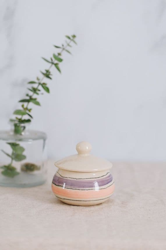 Thomas Powell Pottery | Handmade Ceramic Sugar Jar / Lidded Pot in Lilac