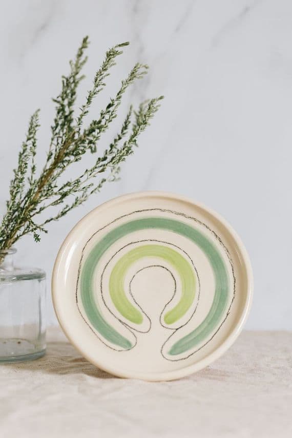 Thomas Powell Pottery | Small Handmade Ceramic Plate in Green