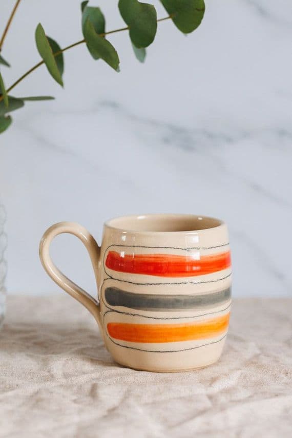 Thomas Powell Pottery | Handmade Large Barrel Ceramic Mug in Red