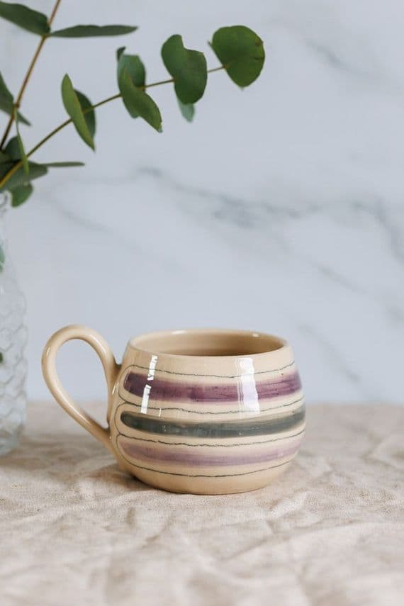 Thomas Powell Pottery | Handmade Large Curved Ceramic Mug in Lilac