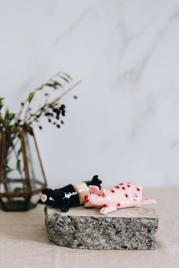 Mount Ida Pottery | Trevor Woods Ceramics | Little Handmade Ceramic Lying Pig Sculptures