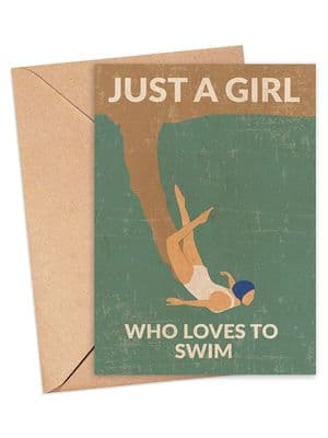 WallChart Art Co | Just a Girl Who Loves To Swim Card | Blue