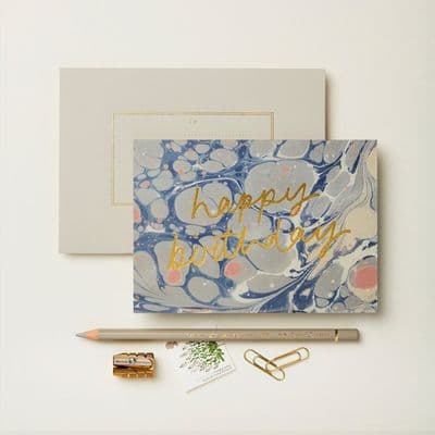 Wanderlust Paper Co | Happy Birthday Grey Marbled Card