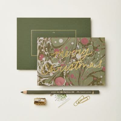 Wanderlust Paper Co | Merry Christmas Marbled Card