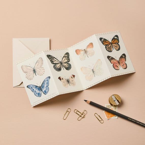 Wanderlust Paper Co Cards | Mini Butterfly Concertina Card | Butterfly Cards