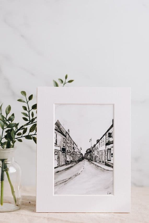 Wendy Ward Artist | Royal Hillsborough Lisburn Street Black & White Print | Northern Ireland Art