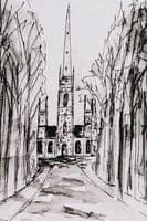 Wendy Ward Artist | Royal Hillsborough Parish Church Black & White Print | Northern Ireland Art