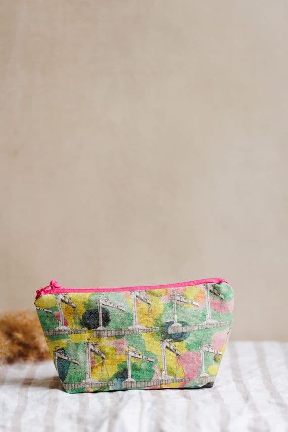 White Chalk Studio | Irish Linen Belfast Cranes Pouch Storage Purse | Lisa Dodds Artist Northern Ireland